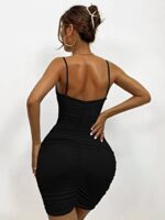 Zesoyne Womens Sexy Mini Bodycon Ruched Tank Dress