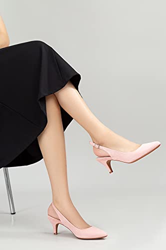 Greatonu Pointed Toe Slingback Kitten Heel Sandals