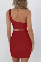 Zesoyne Womens Sexy 1 Shoulder Sleeveless Mini Dress
