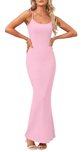 AUSELILY Women's Summer Ribbed Bodycon Maxi Dress