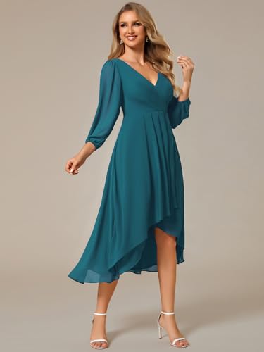 Ever-Pretty Women's Chiffon V Neck Midi Wedding Dress