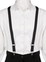 sourcing map Adjustable Metal Clamp Elastic Suspenders