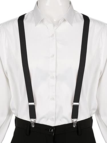 sourcing map Adjustable Metal Clamp Elastic Suspenders
