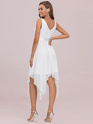 Ever-Pretty Women's V Neck Lace Chiffon Knee Length Dress
