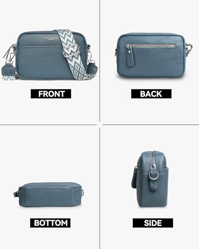 DXIOKO Genuine Leather Crossbody Bag with Wide Strap