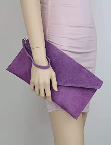 Craze London Italian Suede Large Envelope Clutch Bag
