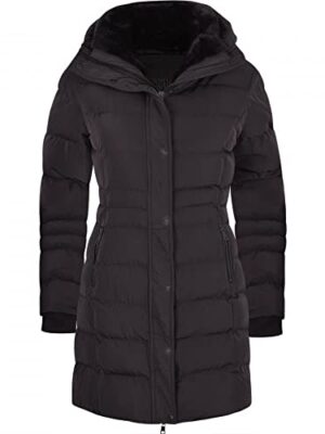 Spindle Women's Quilted Winter Parka with Fur Hood