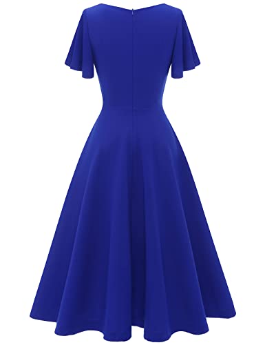 HomRain Ruffle Sleeve V-Neck Knee Length Dress