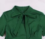 Wellwits Women's 1940s Vintage Keyhole Bowtie Dress