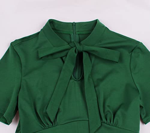 Wellwits Women's 1940s Vintage Keyhole Bowtie Dress