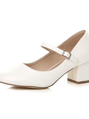 AJVANI Women's mid block heel strap court shoes