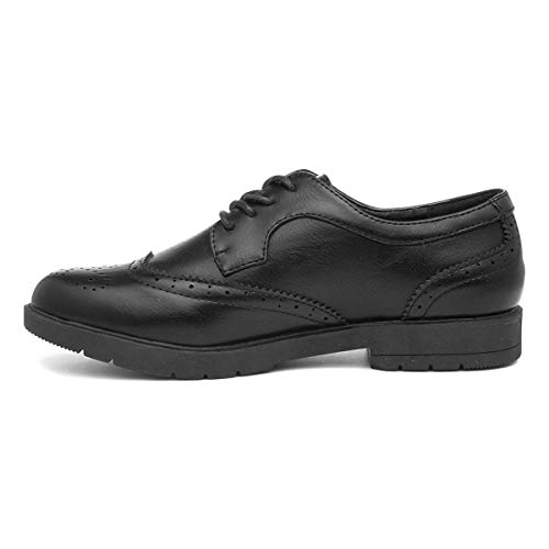 Lilley Agnes Women's Black Brogue Lace-Up Shoe