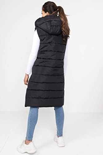 Ladies Quilted Longline Hooded Puffer Coat (Size 36-46)