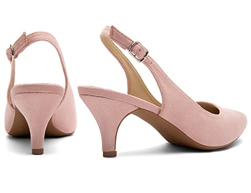 Greatonu Pointed Toe Slingback Kitten Heel Sandals