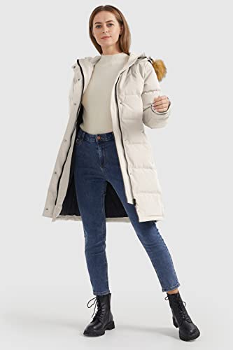 Orolay Women's Insulated Down Coat with Faux Fur Hood