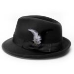 Geebuzz Classic Short Brim Fedora Hat with Feathers