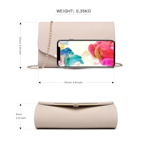 Miss Lulu Women's Pink Clutch Handbag with Strap