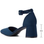 Greatonu Women's Block Heels Square Toe Ankle Strap Shoes