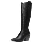 DREAM PAIRS Women's Knee-High Western Cowboy Boots