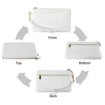 Befen White Leather Clutch, Small Wristlet Wallet, Fits 16.5 cm Phone