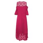 AMhomely Plus Size Lace Cold Shoulder Maxi Dress
