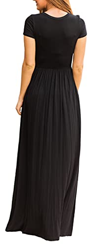 GRECERELLE Women's Maxi Dress with Pocket, Short Sleeve