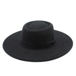 VASANA Black Wide Brim Fedora with Bow for Women/Girls