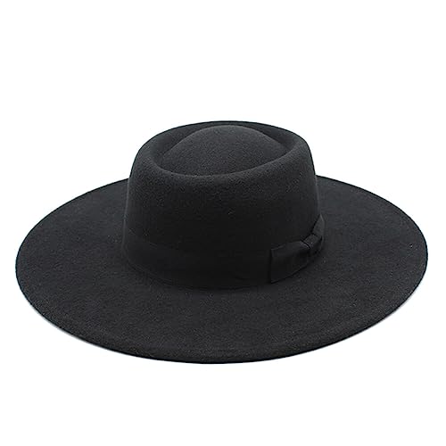 VASANA Black Wide Brim Fedora with Bow for Women/Girls