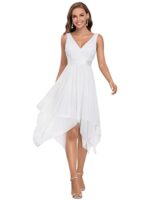 Ever-Pretty Women's V Neck Lace Chiffon Knee Length Dress