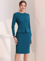 Allegra K Women's Bodycon Peplum Office Sheath Dress