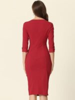Allegra K Women's Boat Neck Midi Sheath Dress