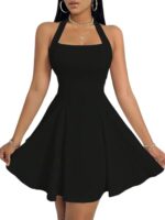 GORGLITTER Women's Halter A-Line Mini Dress Sleeveless