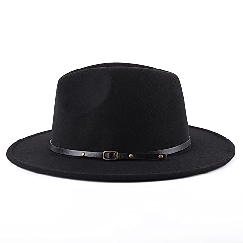 Unisex Adjustable Wide Brim Fedora Hat - Felt Panama Cap
