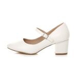 AJVANI Women's mid block heel strap court shoes
