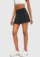 ThreeH Pleated High-Waisted Athletic Skort with Pockets