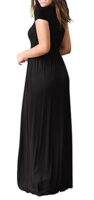 GRECERELLE Women's Maxi Dress with Pocket, Short Sleeve