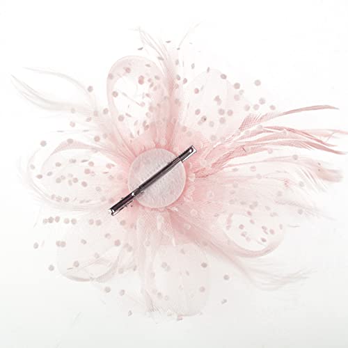 DRESHOW Fascinator Hat with Mesh, Ribbons, & Feathers