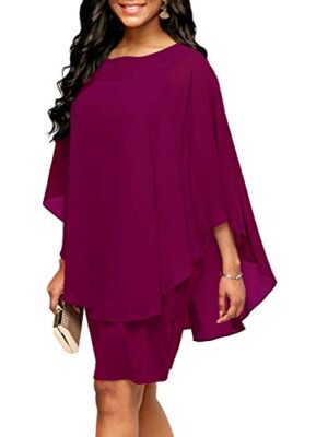Closhion Women's Plus Size Chiffon Party Midi Dress
