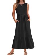 AUSELILY Women's Sleeveless Maxi Dress with Pockets