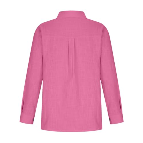 Linen Button Down Shirts for Women, Long Sleeve, S-5XL