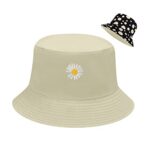 Daisy Print Reversible Cotton Bucket Hat for Women
