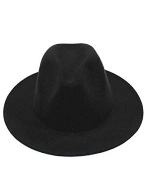 Upstore Womens Black Wide Brim Fedora Hat