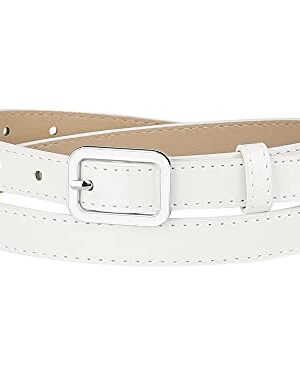 Allegra K Women's Skinny Leather Belt with Rectangle Buckle