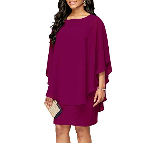 Closhion Women's Plus Size Chiffon Party Midi Dress
