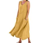 Skang Women's Cotton Linen Maxi Dress with Pockets