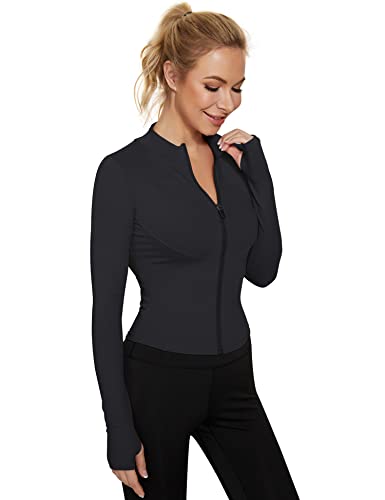 IECCP Womens Long Sleeve Yoga Crop Top with Thumb Holes