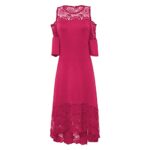AMhomely Plus Size Lace Cold Shoulder Maxi Dress