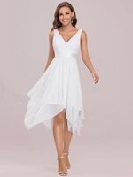 Ever-Pretty Women's V Neck Lace Chiffon Knee Length Dress