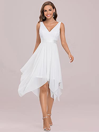 Ever-Pretty Women's V Neck Lace Chiffon Knee Length Dress