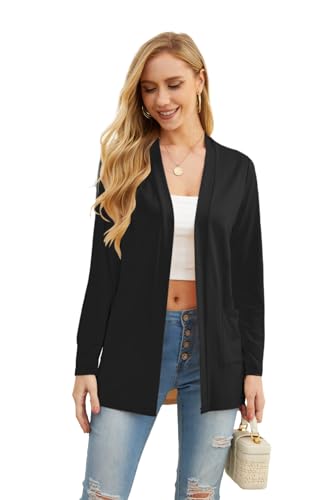 PrinStory Womens Lightweight V Neck Cardigan with Pocket